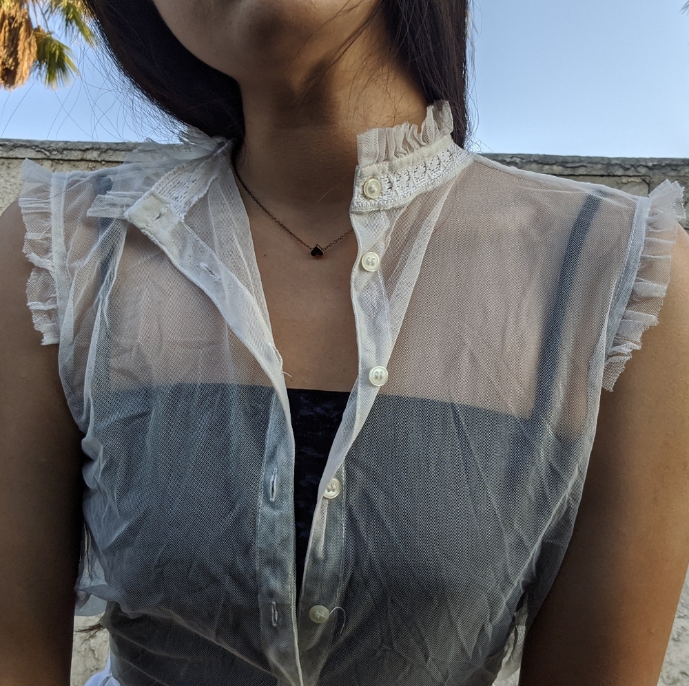 Sheer trim Victorian vintage tank